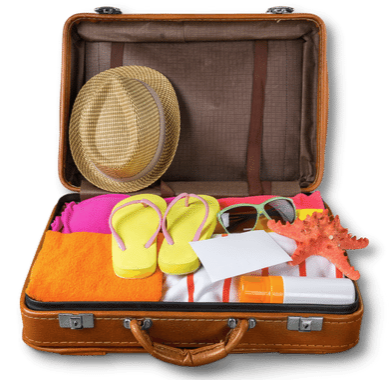 A Suitcase packed for summer
